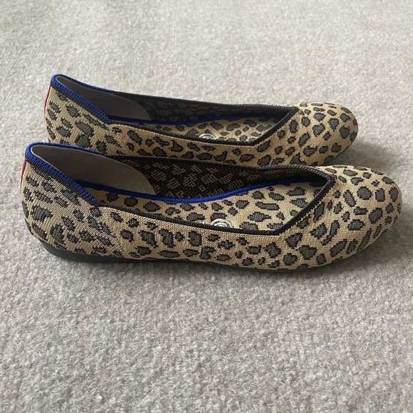 Rothy's Shoes Womens Size 7.5 The Flat Brown Spotted Leopard Print RETIRED Flats - Picture 3 of 15